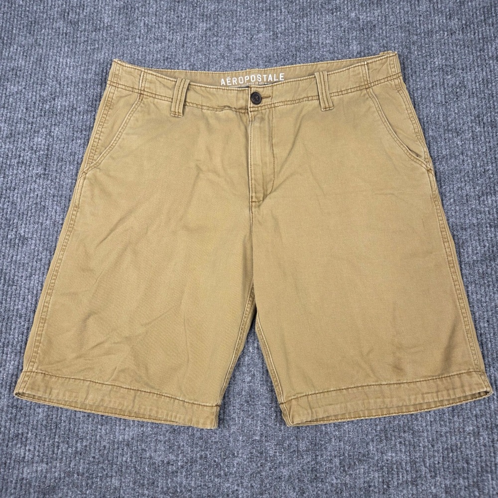 Aeropostale Mens Khaki Chino Shorts‎ Tan Cotton Twill Size 38 Casual Summer